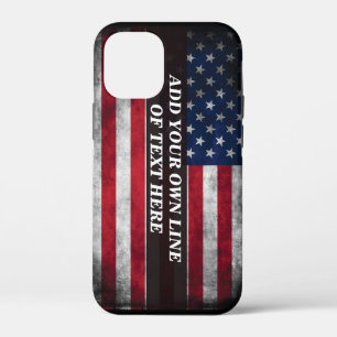 アメリカ国旗にテキストを追加する iPhone 12 MINI ケース