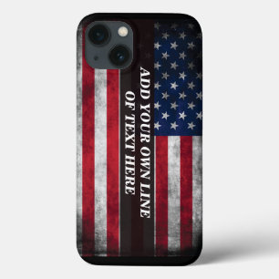 アメリカ国旗にテキストを追加する iPhone 13ケース