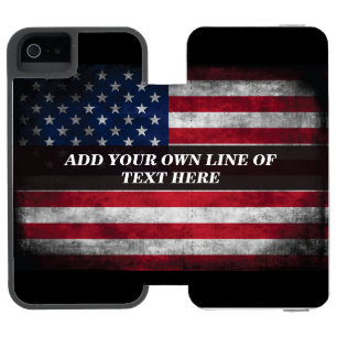 アメリカ国旗にテキストを追加する iPhone SE/5/5sウォレットケース