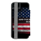 アメリカ国旗にテキストを追加する INCIPIO iPhoneウォレットケース (フォリオ裏面)