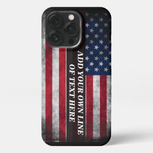 アメリカ国旗にテキストを追加する iPhone 13 PROケース