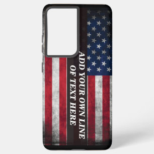 アメリカ国旗にテキストを追加する SAMSUNG GALAXY S21+ケース