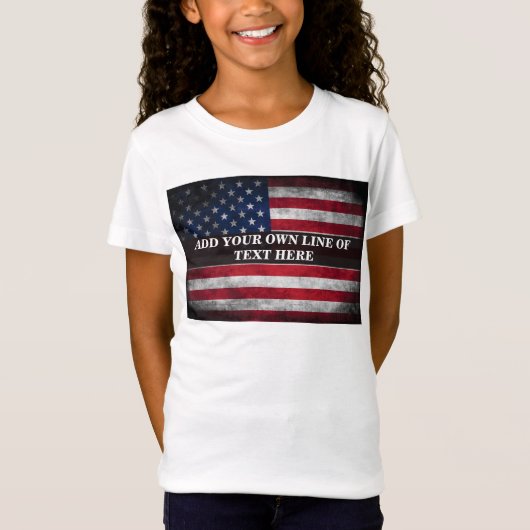 アメリカ国旗にテキストを追加する Tシャツ (正面)