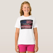 アメリカ国旗にテキストを追加する Tシャツ (正面フル)