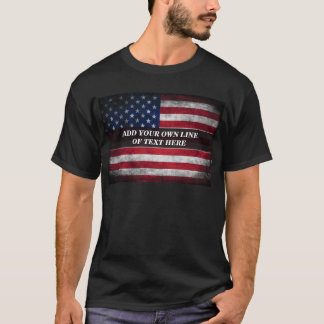 アメリカ国旗にテキストを追加する Tシャツ