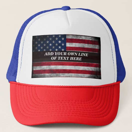 アメリカ国旗にテキストを追加 キャップ (正面)