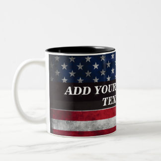 アメリカ国旗にテキストを追加 ツートーンマグカップ