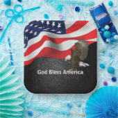 アメリカ国旗にハゲのワシ ペーパープレート (パーティー)