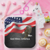 アメリカ国旗にハゲのワシ ペーパープレート (パーティー)
