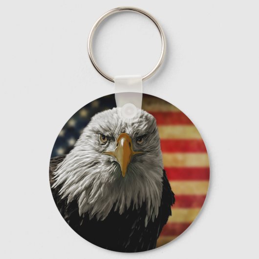 アメリカ国旗にハゲグランジワシ キーホルダー (正面)