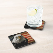 アメリカ国旗にハゲグランジワシ コースター (右側)