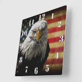 アメリカ国旗にハゲグランジワシ スクエア壁時計 (傾斜)