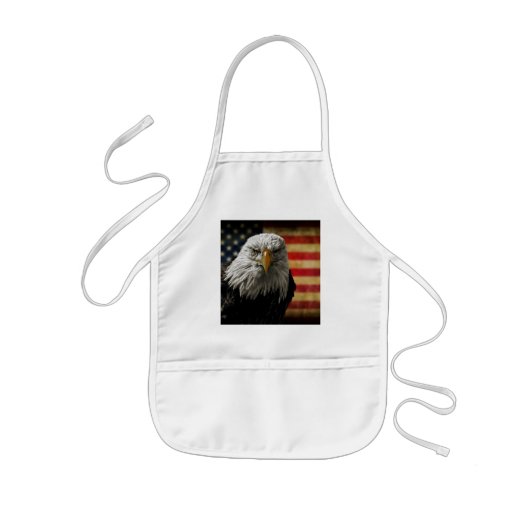 アメリカ国旗にハゲグランジワシ 子供用エプロン (正面)