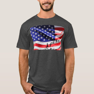 アメリカ国旗にハトの鳥 Tシャツ
