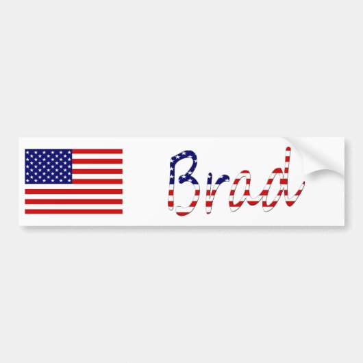 アメリカ国旗に上書きされた任意の名前 バンパーステッカー (正面)
