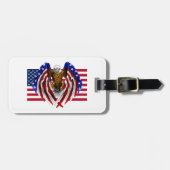 アメリカ国旗に乗ったアメリカワシ ラゲッジタグ (正面横)