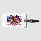 アメリカ国旗に乗ったアメリカワシ ラゲッジタグ (正面横)