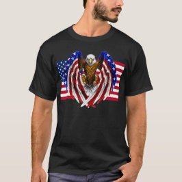 アメリカ国旗に乗ったアメリカワシ Tシャツ
