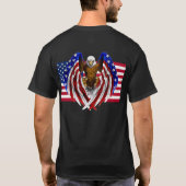 アメリカ国旗に乗ったアメリカワシ Tシャツ (裏面)