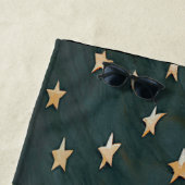 アメリカ国旗に乗るカウボーイ星ストライプ夕日 ビーチタオル (インサイチュ)