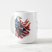 アメリカ国旗に包まれたイーグル 独立記念日 コーヒーマグカップ (正面左)