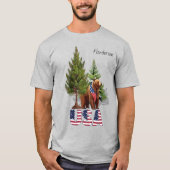 アメリカ国旗に愛国的な茶色のクマ Tシャツ (正面)