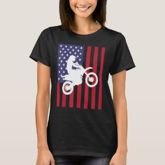 アメリカ国旗に描かれたダートバイク Tシャツ