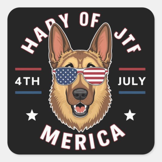 アメリカ国旗に描かれたドイツの羊飼い(3) スクエアシール (正面)