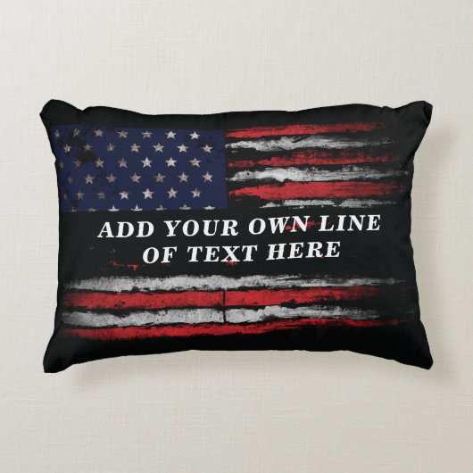 アメリカ国旗に独自の文字をグランジ追加する アクセントクッション (正面)
