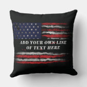 アメリカ国旗に独自の文字をグランジ追加する クッション (裏面)