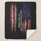 アメリカ国旗に独自の文字をグランジ追加する シェルパブランケット (正面)