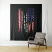 アメリカ国旗に独自の文字をグランジ追加する タペストリー (インサイチュ(横))