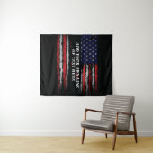 アメリカ国旗に独自の文字をグランジ追加する タペストリー (インサイチュ(横))