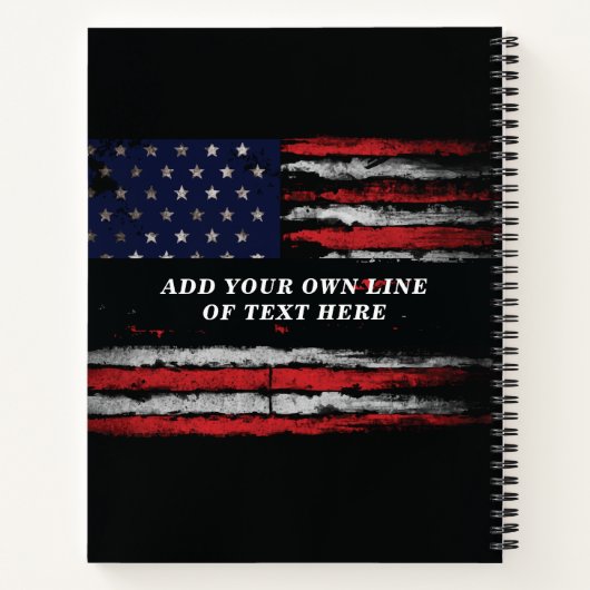 アメリカ国旗に独自の文字をグランジ追加する ノートブック (裏面)