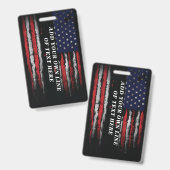 アメリカ国旗に独自の文字をグランジ追加する バッジ (正面＆裏面)