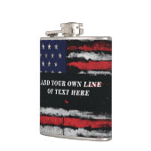 アメリカ国旗に独自の文字をグランジ追加する フラスク (左)