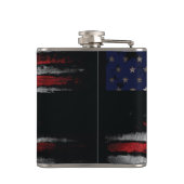 アメリカ国旗に独自の文字をグランジ追加する フラスク (裏面)