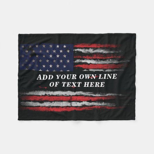 アメリカ国旗に独自の文字をグランジ追加する フリースブランケット (正面(横))