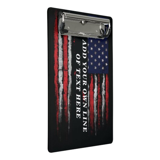 アメリカ国旗に独自の文字をグランジ追加する ミニクリップボード (アングル)