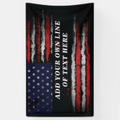 アメリカ国旗に独自の文字をグランジ追加する 横断幕 (縦)