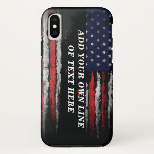 アメリカ国旗に独自の文字をグランジ追加する iPhone XSケース