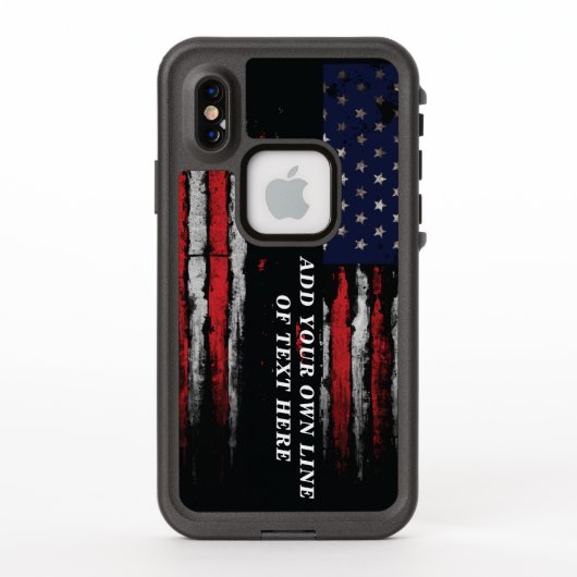 アメリカ国旗に独自の文字をグランジ追加する LifeProof iPhoneケース (裏面)