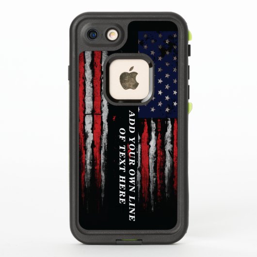アメリカ国旗に独自の文字をグランジ追加する LifeProof iPhoneケース (裏面)