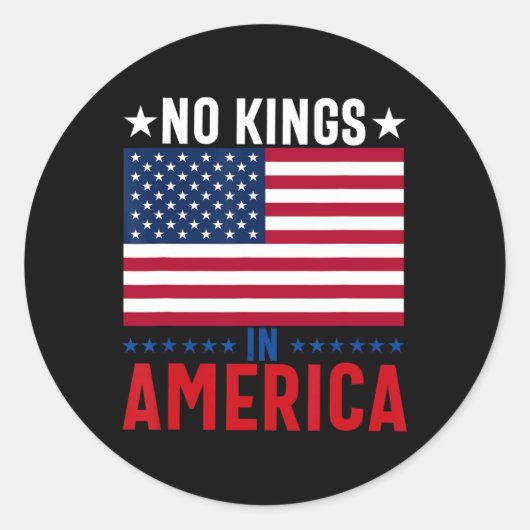 アメリカ国旗に王がいないから民主主義救に抗議5 ラウンドシール (正面)