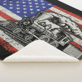 アメリカ国旗に蒸気機関車 シェルパブランケット (3/4)