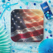 アメリカ国旗に記された音符 ペーパープレート (パーティー)