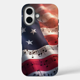 アメリカ国旗に記された音符 iPhone 16ケース