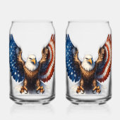 アメリカ国旗に飾られた翼を持つハゲのワシ ガラス缶 (裏面)