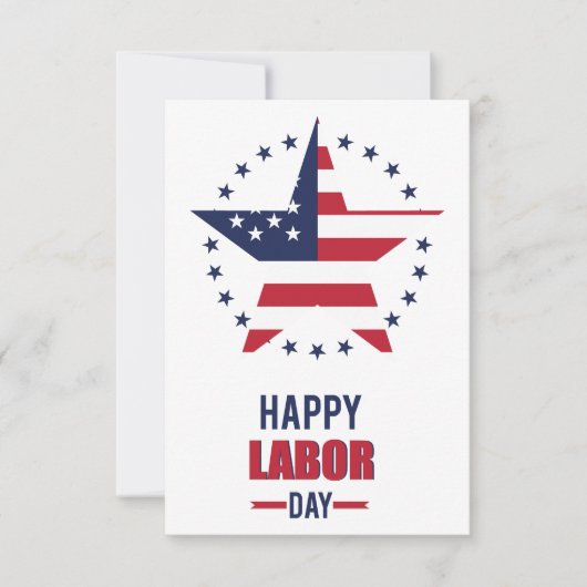 アメリカ国旗のあるハッピーレーバーの日 サンキューカード (正面)