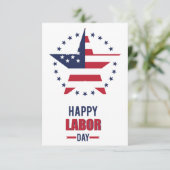 アメリカ国旗のあるハッピーレーバーの日 サンキューカード (スタンド正面)